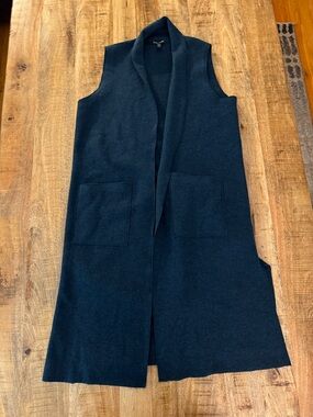 Eileen Fisher Lightweight Boiled 100% Wool Felt Open Front Shawl Collar Vest